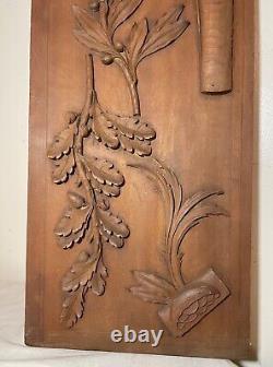 Antique hand carved wood relief wall architectural salvage panel sculpture art