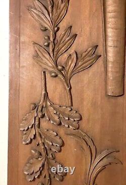 Antique hand carved wood relief wall architectural salvage panel sculpture art