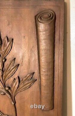 Antique hand carved wood relief wall architectural salvage panel sculpture art