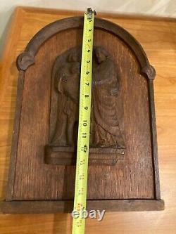 Antique religious wood carved relief wall plaque panel jesus blessing the child