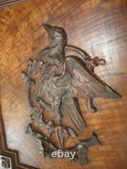 Antique wall panel WOOD Hand Carved Trophy Bird old BLACK FOREST Frame Hunt Them