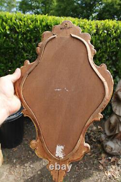 Antique wood carved plaque corpus christ crucifix on velvet panel religious