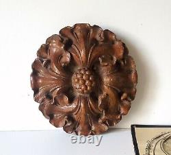 Antique wood rosette applique Wooden round carving Door Furniture Paneling 6.69