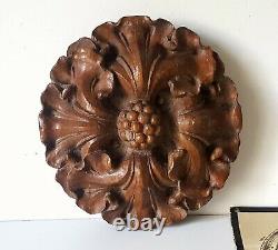 Antique wood rosette applique Wooden round carving Door Furniture Paneling 6.69