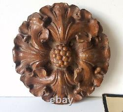 Antique wood rosette applique Wooden round carving Door Furniture Paneling 6.69