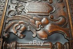 Architectural 19th. C French Carved Oak Wood Wall Panel of Griffin Chimera 3
