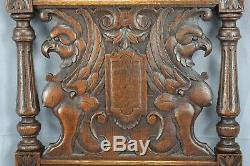 Architectural 19th. C French Carved Oak Wood Wall Panel of Griffin Chimera 3