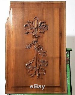 Architectural salvage flower panel Antique French carved wood salvaged paneling