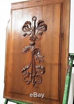 Architectural salvage flower panel Antique French carved wood salvaged paneling