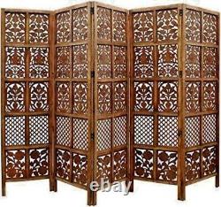 Artesia Handcrafted 5 Panel Wooden Room Partition & Room Divider (Brown) wood
