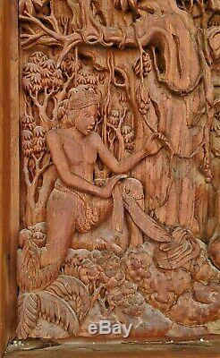 Asian Antique EROTICA 3D Pierce Carved Mahagony SCULPTURE PANEL Hedonistic NUDES