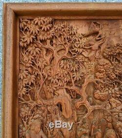 Asian Antique EROTICA 3D Pierce Carved Mahagony SCULPTURE PANEL Hedonistic NUDES