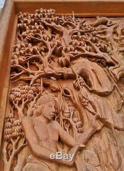 Asian Antique EROTICA 3D Pierce Carved Mahagony SCULPTURE PANEL Hedonistic NUDES