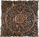 Asian Carved Wood Wall Decor. Rustic Floral Wood Wall Art Panel. 24