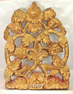 Asian GILDED Wood Panel CARVINGS Red Accents Indonesia Bali China B