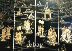 Asian Oriental 4 Panel Double Sided Folding Floor Screen Room Divider Partition