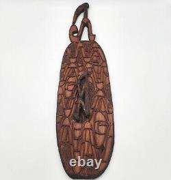 Asmat Hand Carved Wood Shield Panel Tribal Papua New Guinea Indonesian 34x9