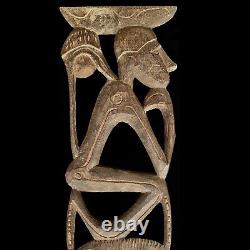 Asmat Wood Story Board Panel 31 inch Carved Primitive Sculpture Papua Fine Art