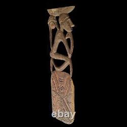 Asmat Wood Story Board Panel 31 inch Carved Primitive Sculpture Papua Fine Art