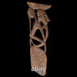 Asmat Wood Story Board Panel 31 inch Carved Primitive Sculpture Papua Fine Art