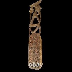 Asmat Wood Story Board Panel 31 inch Carved Primitive Sculpture Papua Fine Art