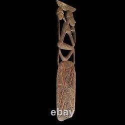 Asmat Wood Story Board Panel 31 inch Carved Primitive Sculpture Papua Fine Art