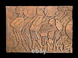 Attack on the House of Egil the Archer Hand-Carved Wood Panel signed