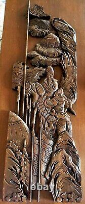 Awesome Intricate Antique Hand Carved Chinese Wood Plaque Door Panel