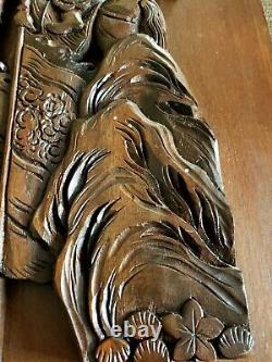 Awesome Intricate Antique Hand Carved Chinese Wood Plaque Door Panel