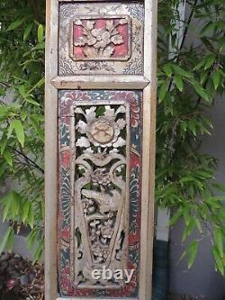 BF2. Antique Carved Gold Gilt Wood Panel with Bird and Flower Screen