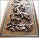 Black Forest Large Deep Carved Wood Door Panel Hunting Scene Wild. Gothic