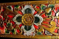 Bali Architectural Panel Carved wood Traditional Lotus floral Asian wall Art 38