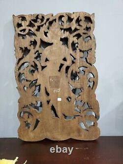 Bali Goddess Wall Panel Indonesian Hand Carved Wood Relief Sculpture Teak Hindu