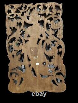 Bali Goddess Wall Panel Indonesian Hand Carved Wood Relief Sculpture Teak Hindu