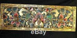 Bali Lotus architectural Relief Panel carved wood wall Art architectural
