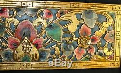 Bali Lotus architectural Relief Panel carved wood wall Art architectural
