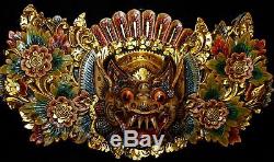 Balinese Boma Demon Mask Wall Panel Child of the Earth wood carving Bali art 24