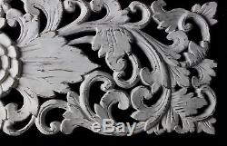 Balinese Carved Wood Relief Ventilation Panel Architectural Wall art White