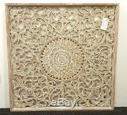 Balinese Carved Wood Wall Panels Wall Hanging Art Brown Wash Large 90 Cm x 90 CM