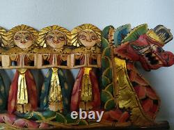Balinese Dragon Boat Wood Panel Wall Art Hand Carved Bali Indonesia