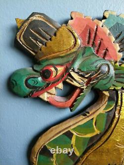 Balinese Dragon Boat Wood Panel Wall Art Hand Carved Bali Indonesia