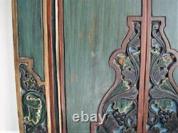 Balinese Lotus Panel Wood Carving, Hand Painted, Wall Art, Architect Sculptural