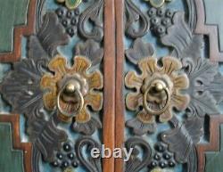 Balinese Lotus Panel Wood Carving, Hand Painted, Wall Art, Architect Sculptural