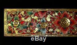 Balinese Lotus Wall art Panel Painted Carved Wood wall Bali Architectural Mul