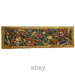 Balinese Lotus architectural Relief Panel Hand carved wood Decor wall Art 39