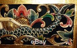 Balinese Mermaid Hand Carved Wood Architectural Panel Bali Wall Art left 24
