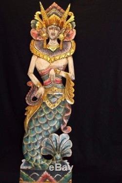 Balinese Mermaid Panel Goddess carved wood Bali Wall architectural Art right 40