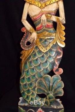Balinese Mermaid Panel Goddess carved wood Bali Wall architectural Art right 40
