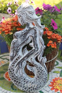 Balinese Mermaid Relief Panel Nautical carved wood Bali Art Wall Decor left 20