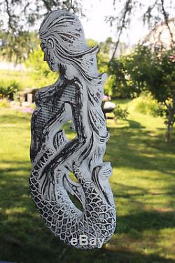 Balinese Mermaid Relief Panel Nautical carved wood Bali Art Wall Decor left 20